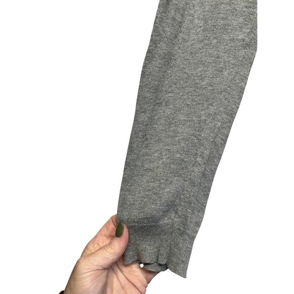 J.Crew Gray Ruffle Front Cardigan Sweater 100% Cotton Size M - Picture 2 of 11